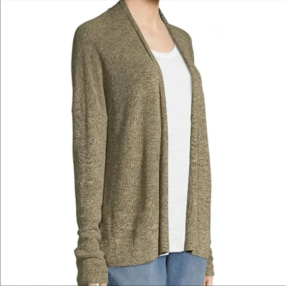 New Eileen Fisher Organic cotton Medley Olive green simple cardigan Medium - Picture 1 of 6